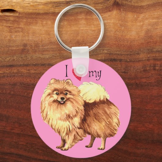 Porte-clés J'aime mon Poméranien (Recto)