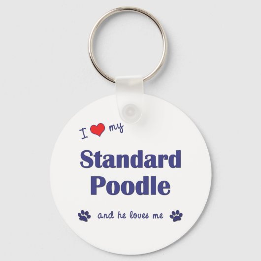 Porte-clés J'Aime Mon Poodle Standard (Chien Homme) (Recto)
