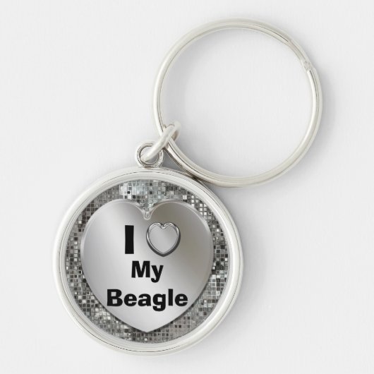 Porte-clés J'aime mon porte - clé de coeur de beagle (Devant)