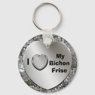Porte-clés J'aime mon porte - clé de coeur de Bichon Frise