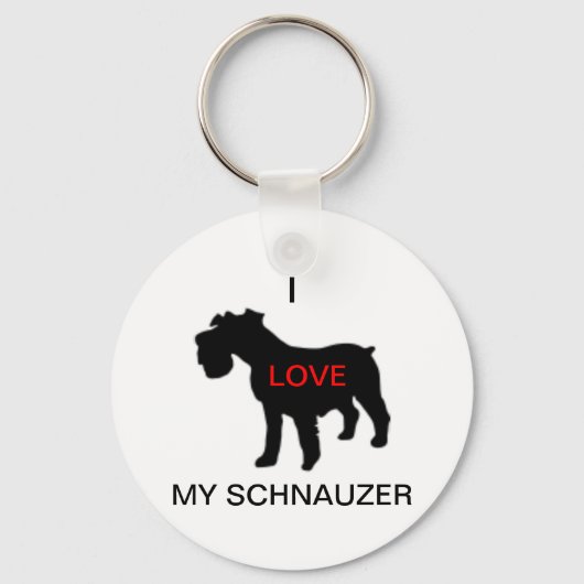 Porte-clés j'aime mon porte - clé schnauzer (Recto)