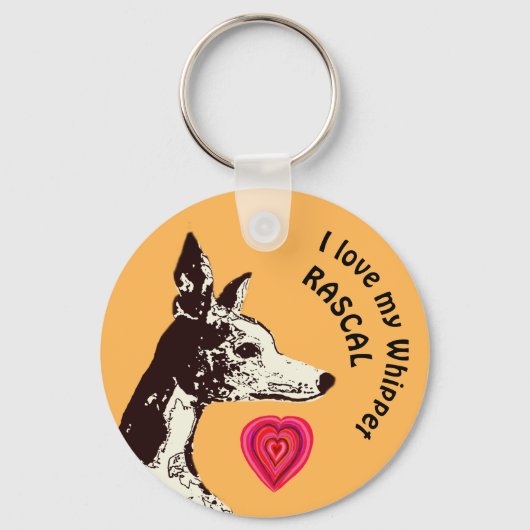 Porte-clés J'aime mon Porte - clé Whippet (Recto)