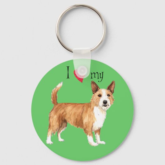 Porte-clés J'aime mon portugais Podengo Pequeno (Recto)