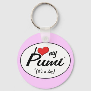 Porte-clés J'aime mon Pumi (c'est un chien)