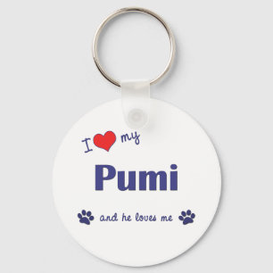 Porte-clés J'aime mon Pumi (le chien masculin)