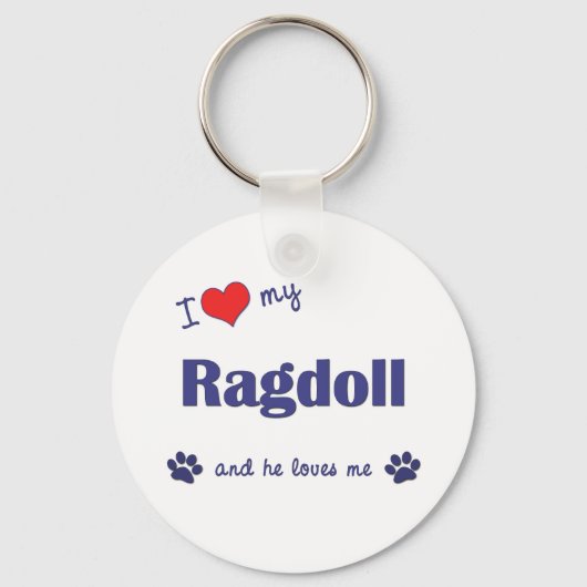 Porte-clés J'Aime Mon Ragdoll (Chat Homme) (Recto)