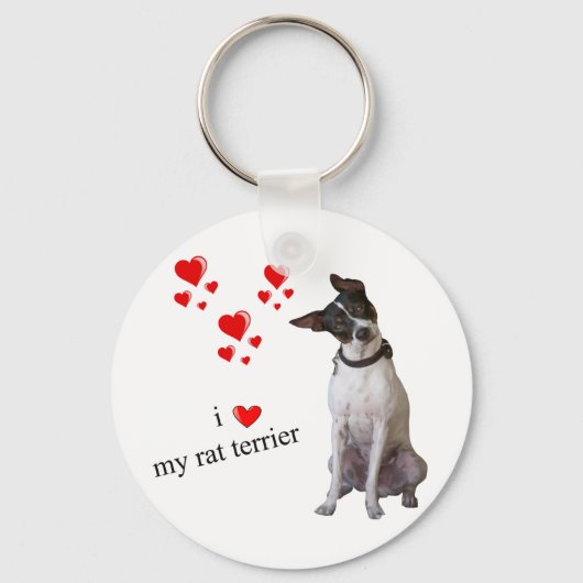 Porte-clés J'aime mon Rat Terrier (Recto)