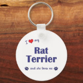 Porte-clés J'Aime Mon Rat Terrier (Chien Féminin) (Recto)