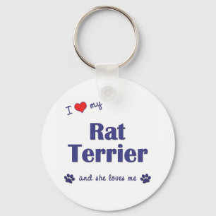 Porte-clés J'aime mon Rat terrier (le chien femelle)
