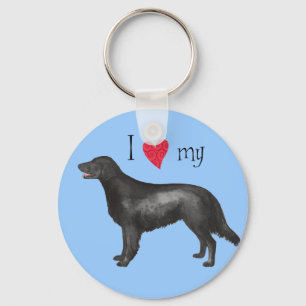Porte-clés J'aime mon Retriever à revêtement plat