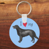 Porte-clés J'aime mon Retriever à revêtement plat (Recto)