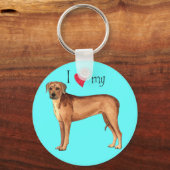 Porte-clés J'aime mon Rhodesian Ridgeback (Recto)