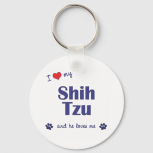 Porte-clés J'aime mon Shih Tzu (le chien masculin)