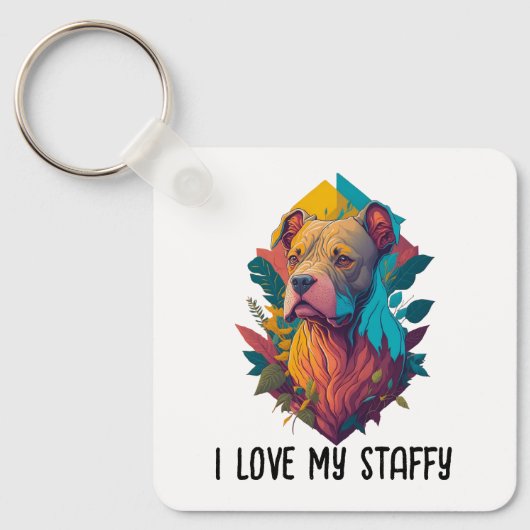 Porte-clés J'aime mon Staffy - Staffordshire Terrier, Tropica (Recto)