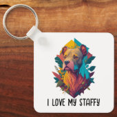 Porte-clés J'aime mon Staffy - Staffordshire Terrier, Tropica (Recto)