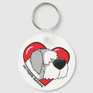 Porte-clés J'aime mon vieux porte - clé anglais de chien de
