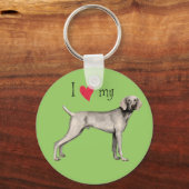 Porte-clés J'aime mon Weimaraner (Recto)