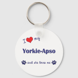 Porte-clés J'aime mon Yorkie-Apso (le chien femelle)