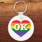 Porte-clés J'aime Oklahoma Gay pride Rainbow Heart (Recto)