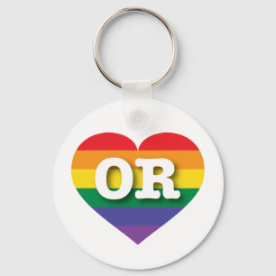 Porte-clés J'aime Oregon Gay pride Rainbow Heart
