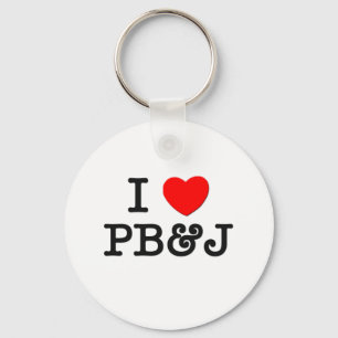 Porte-clés J'aime PB&J (la nourriture)