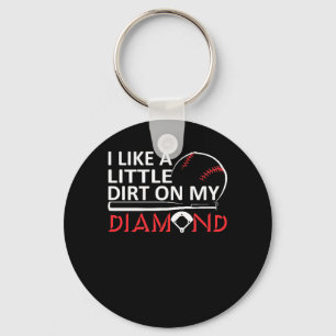 Porte-clés J'aime peu de saleté mon base-ball de diamants