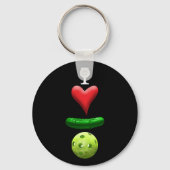 Porte-clés J'aime Pickleball - Noir (Recto)