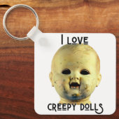 Porte-clés J'Aime Poupées Déplaisantes - Tête de poupée (Recto)