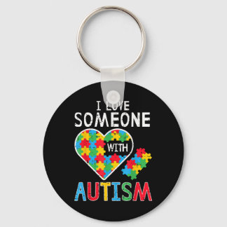 Porte-clés J'Aime Quelqu'Un Avec Sensibilisation sur l'autism