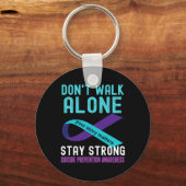 Porte-clés J'Aime Quelqu'Un Turquoise-Violet Prévention Du Su (Verso)