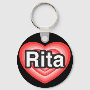 Porte-clés J'aime Rita. Je t'aime Rita. Cœur
