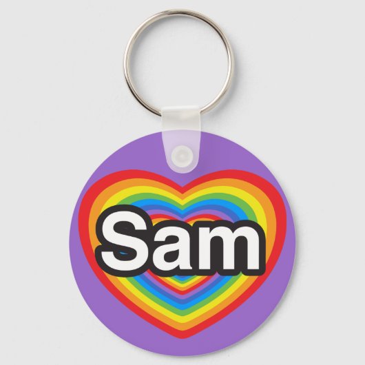 Porte-clés J'aime Sam. Je t'aime Sam. Cœur (Recto)