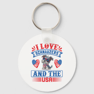 Porte-clés J'aime Schnauzers et les USA
