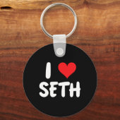 Porte-clés J'aime Seth - Cœur - Nom (Recto)