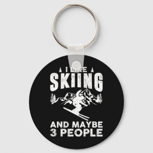 Porte-clés J'Aime Skier Et Peut Être 3 Personnes Sports D'Hiv