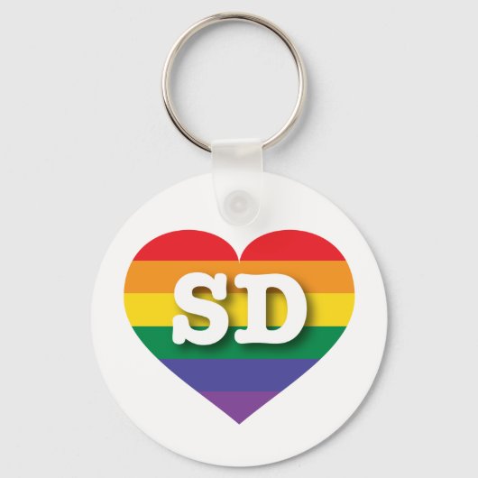 Porte-clés J'aime South Dakota Gay pride Rainbow Heart (Recto)