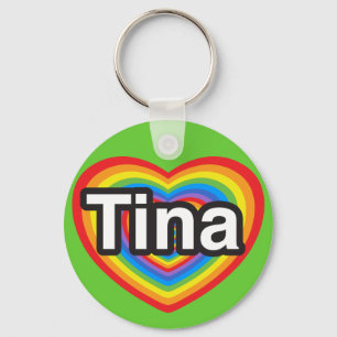 Porte-clés J'aime Tina. Je t'aime Tina. Coeur