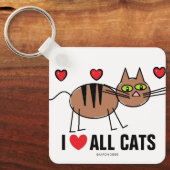 Porte-clés J'aime tous les chats Porte - clé (Recto)