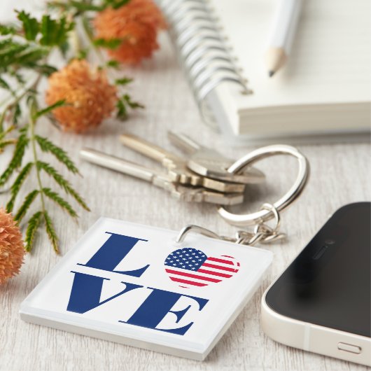 Porte-clés J'aime USA (Devant Droit)