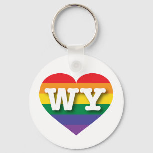 Porte-clés J'aime Wyoming Rainbow Heart