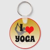 Porte-clés J'aime Yoga & Coeur Rouge, mode Yogini (Recto)