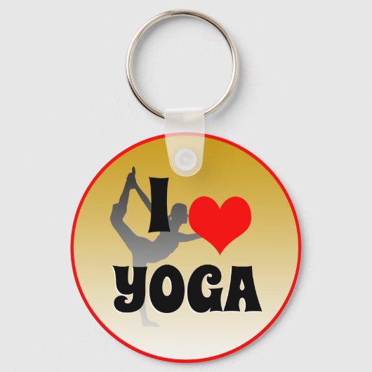 Porte-clés J'aime Yoga & Coeur Rouge, mode Yogini (Recto)