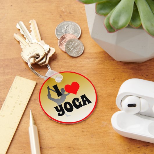 Porte-clés J'aime Yoga & Coeur Rouge, mode Yogini (Bureau)