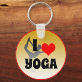 Porte-clés J'aime Yoga & Coeur Rouge, mode Yogini (Recto)