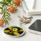 Porte-clés Jamaica Flag - hAILE sELASSIE i - Rasta Button (Côté)