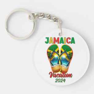 Porte-clés Jamaïque 2024 Flip Flop Vacation Plage tropicale