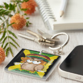 Porte-clés Jamaïque moderne Pas de problème Chouette drôle Fu (Devant Droit)