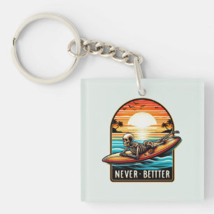 Porte-clés Jamais mieux - Squelette Surf Sunset Wave