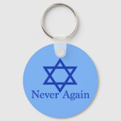 Porte-clés Jamais plus le souvenir de l'Holocauste juif bleu (Verso)