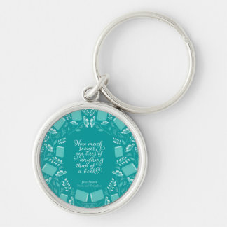 Porte-clés Jane Austen Fierté & Préjugés Turquoise Floral Lib
